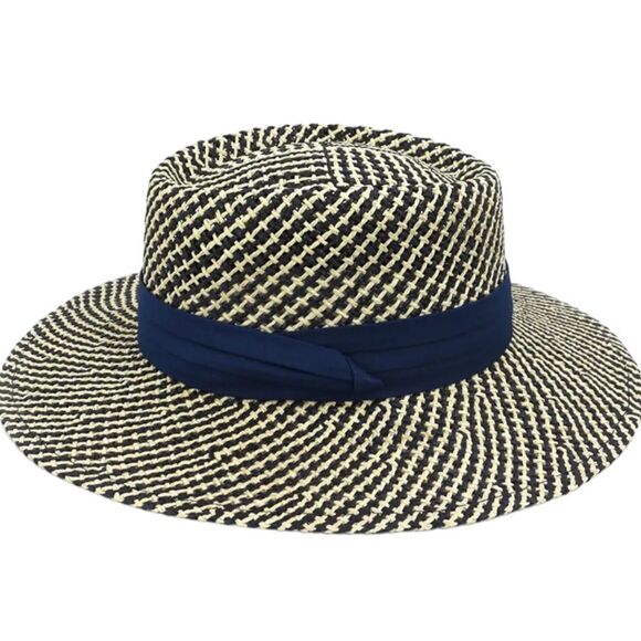Wide Brim Pork Pie Crown Straw Boater Hat NEW - Picture 3 of 4